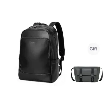 POLO Top Grain Cow Leather University Student Backpack Men's Backpack Large Size Men's Black