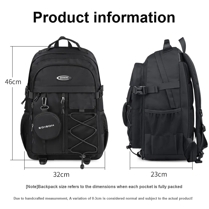 EDISON Oxford Backpack Student Backpack Unisex Multicolor-5
