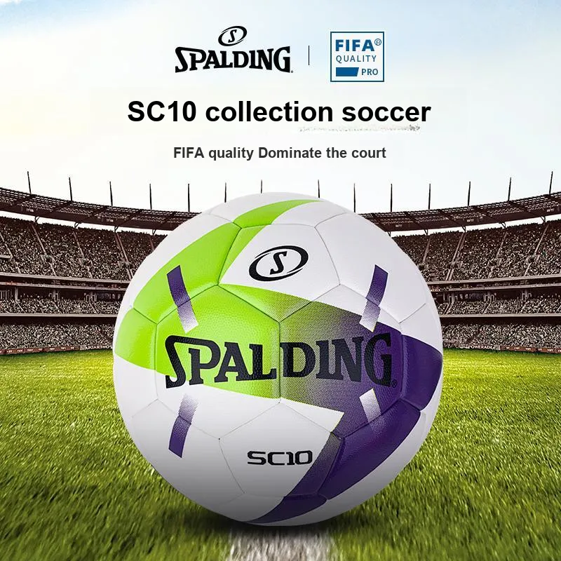 SPALDING SC10 Series Size 5 Soccer PU Seamless Thermal bonding Unisex White Green Blue-2