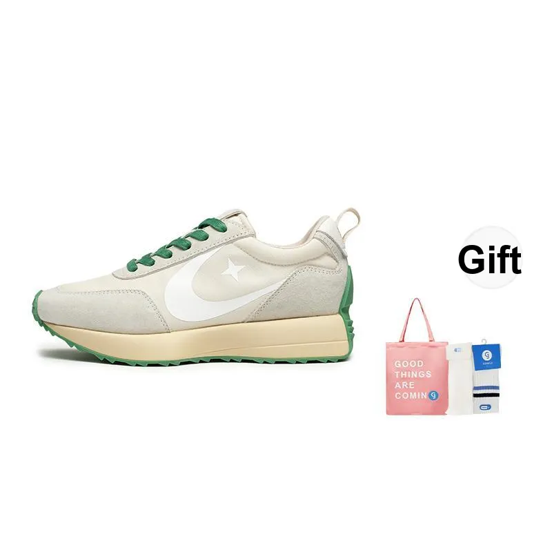 GONGJI Star And Moon Shared Path Lightweight Height Increasing Low Top Casual Shoes Women's Emerald Green