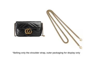 WHERE WHAT WHO Metal Copper Replaceable Bag Strap Unisex Ancient Gold, White Liquor