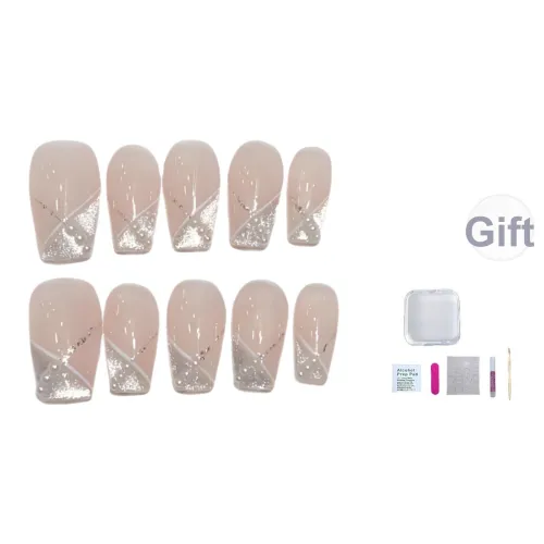 A Few More Cute Pure Кошачий глаз Pearl Drop Серьги False Nail Короткий LADDER Pink Градиентный French