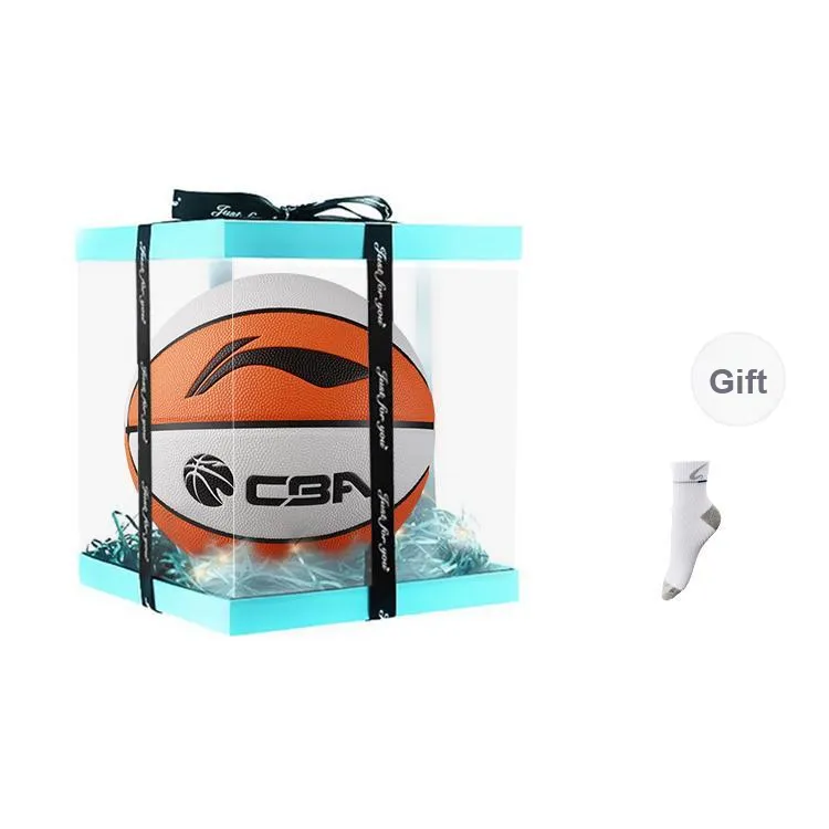 LiNing CBA Collection PU Basketball White Orange Size 7 Ball Training Unisex-5