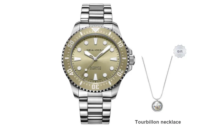 Sea Gull Ocean Series Automatic Mechanical Movement Steel Strap Watch Men's Watches Green Dial-8