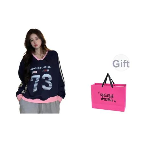 MORii Темно-синий Синий Сумка для покупок Включено Женские Свитшоты