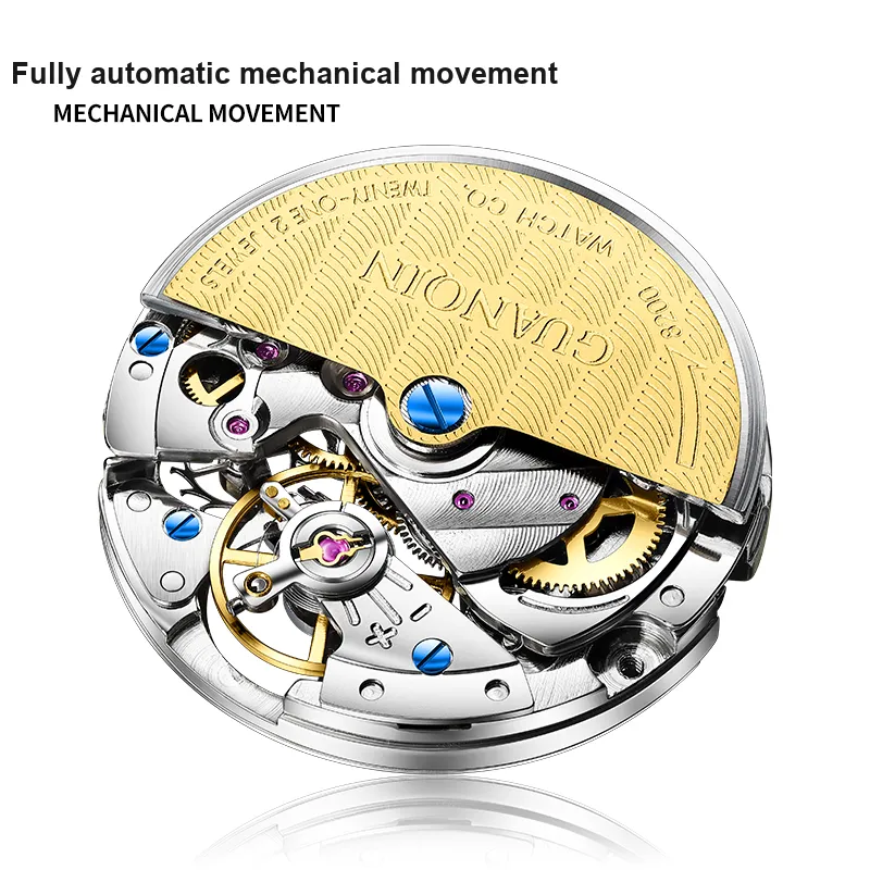 GUANQIN Automatic Mechanical Movement Ceramic Strap Watch Women's Watch White Dial-4