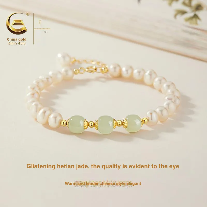 Central Fashion Hetian Jade Bracelets Green Jade Women's-5
