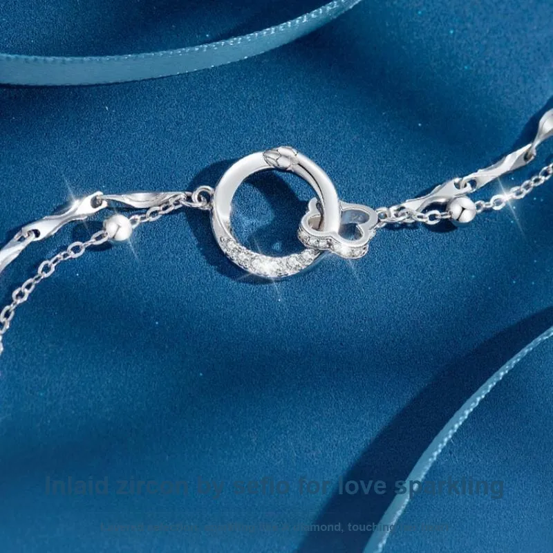 PINK U 925 Sterling Silver Bracelets Women's-3