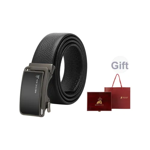 MEXICAN Глянцевая автоматическая застежка износостойкий ремешок из коровьей кожи мужской черный ширина 3,5 см