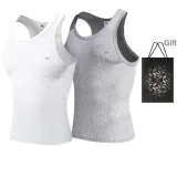 Slim Fit 2 Pack (White+Heather Gray) 2 Pcs, Easy to Wash!
