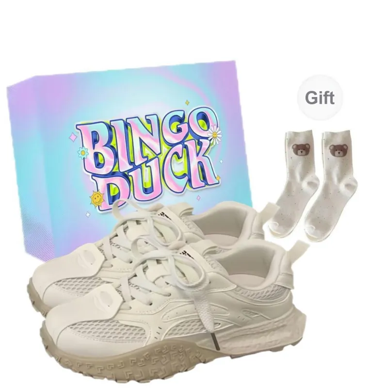 BINGO DUCK Slip Resistant Low Top Chunky Sneakers Women's-4