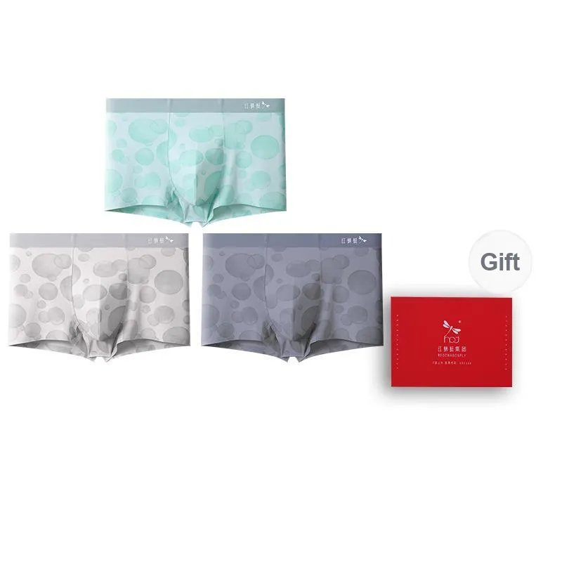 RED DRAGONFLY Ice Silk Boxer Briefs Men's 3 Pack Gift Box Set-5