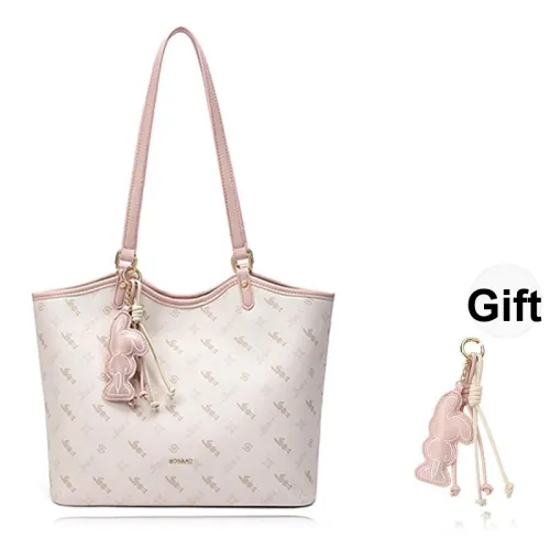 ST&SAT PVC & PU One Shoulder Bag Tote Laptop Bag Shopping Bag Regular Women's Peach Milk Foam Powder
