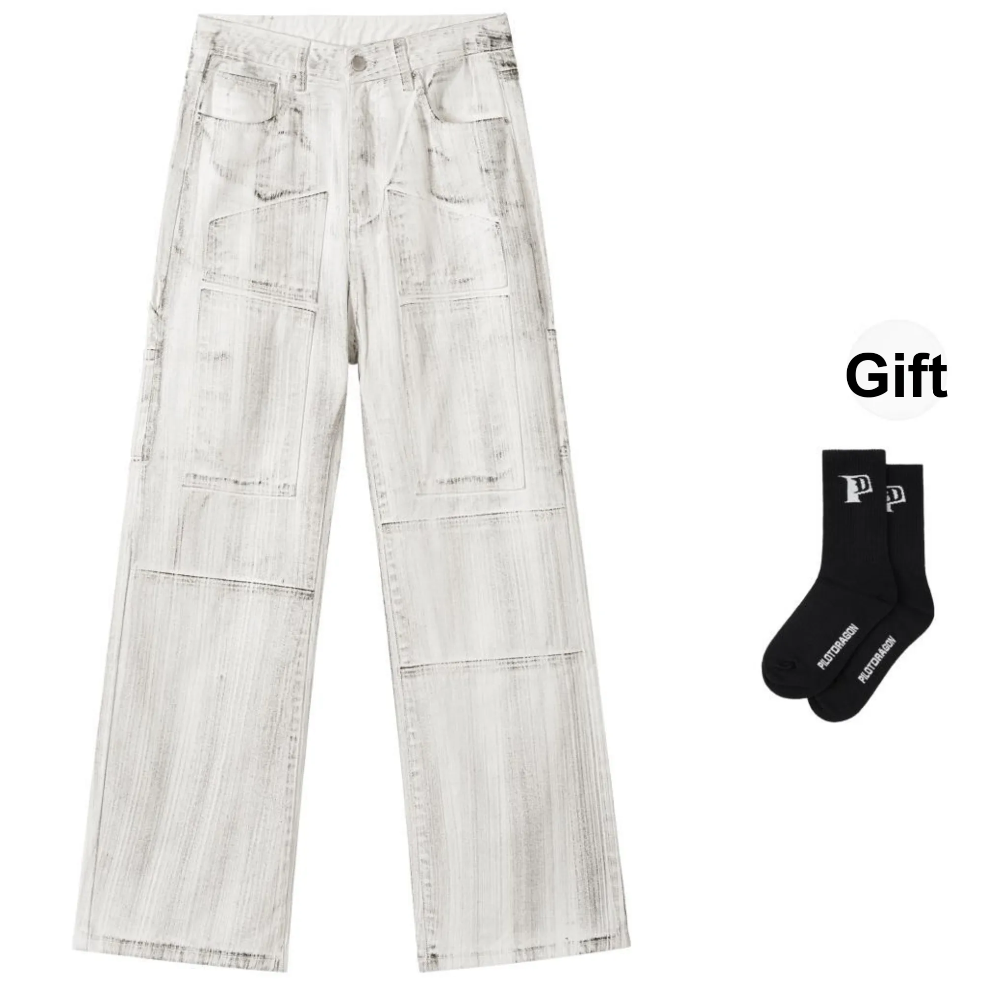 PILOTDRAGON x XINYINSU P&D 24FW Jeans Unisex White