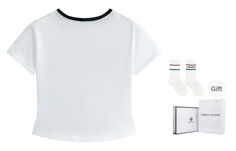 Charlie Luciano T Shirt Women's White Box+Socks-1