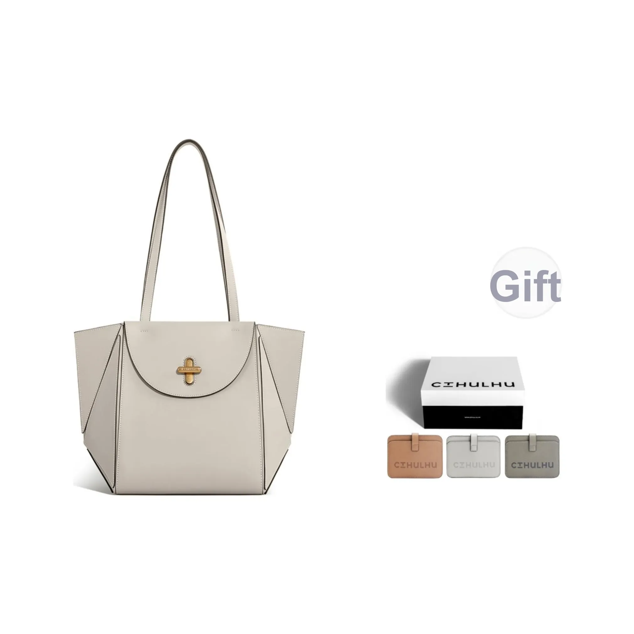 Cthulhu Коровья кожа Элегантный Минималистский стиль Капсула Складная Сумка на плечо Средний Женский Черный Бежевый Серый Белый