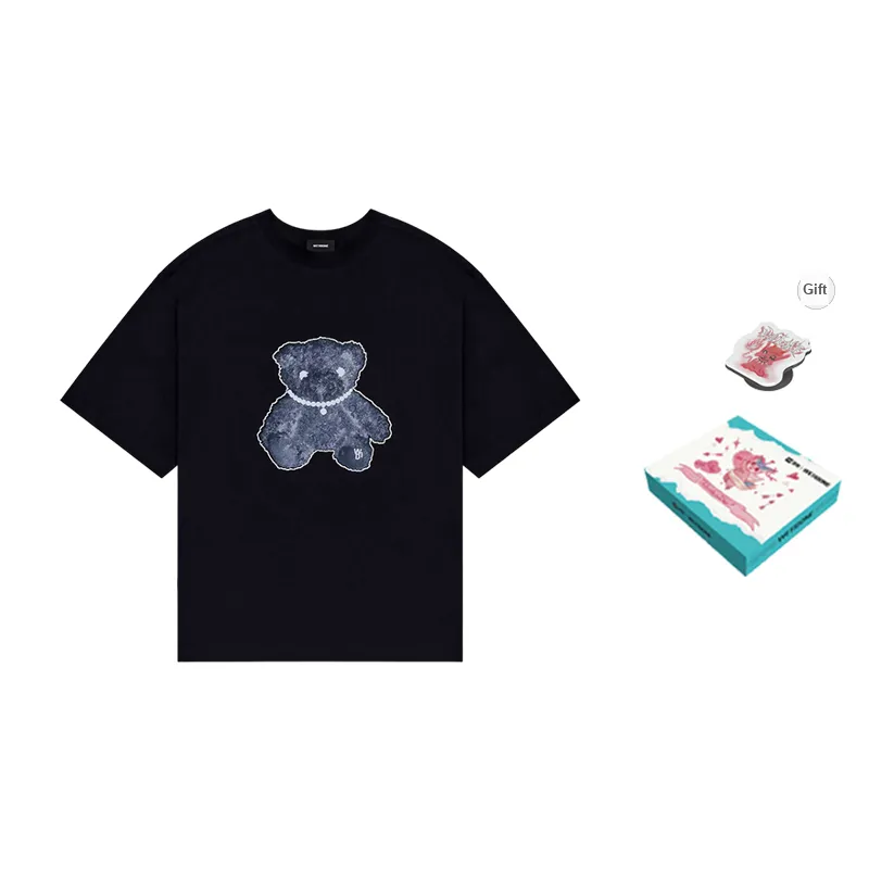 WE11DONE Pearl Necklace Teddy Cotton T shirt