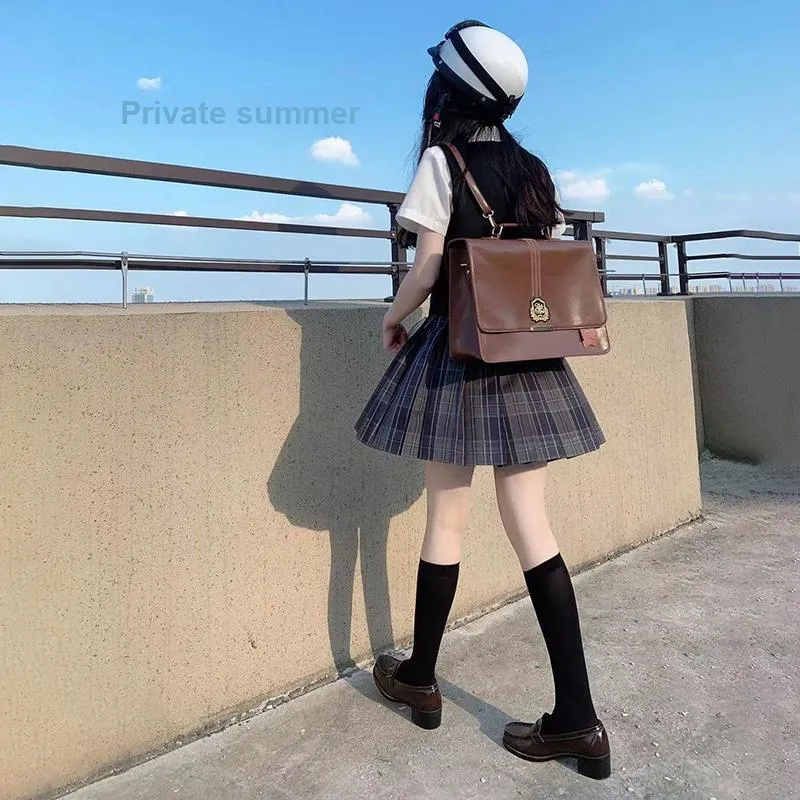 Tokyo Season Casual Short Skirts Women's Carbon Fiber Estate Plaid Skirt-52