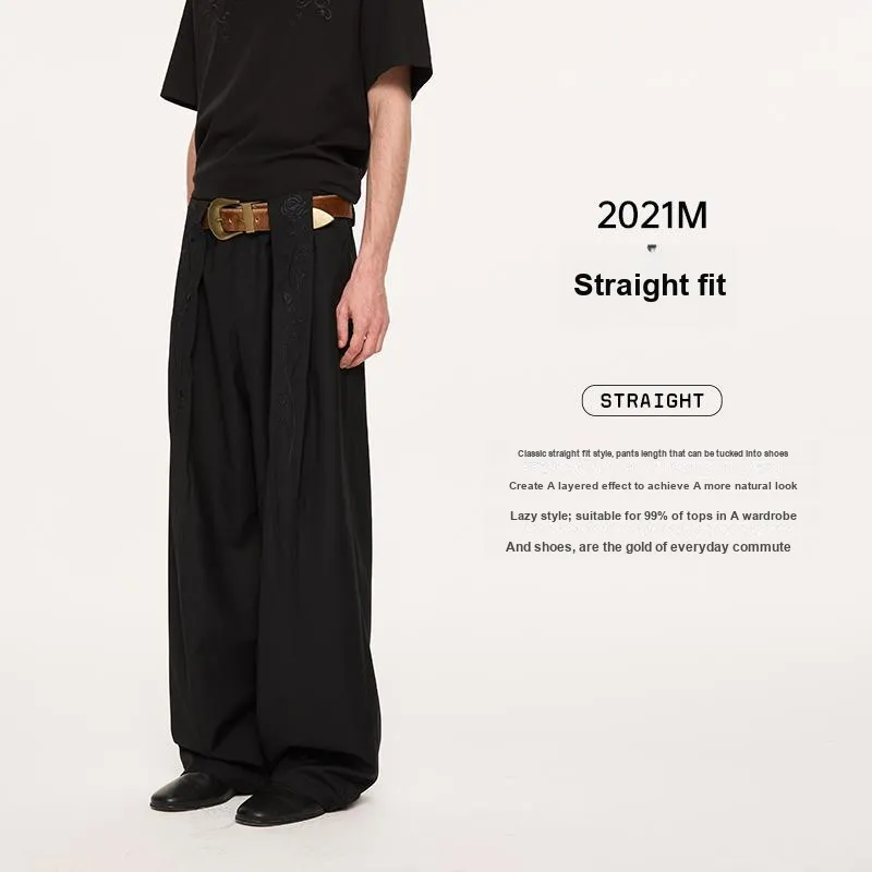 KREATE Suit Trousers Unisex Black[Rose Embroidery]-5