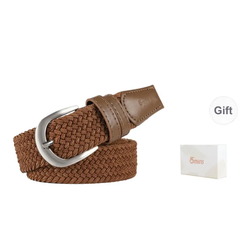 15 MINS Canvas Woven Elastic Pin Buckle Pants Belt Casual Multiple Colors Belt Unisex Width 3.35cm-4