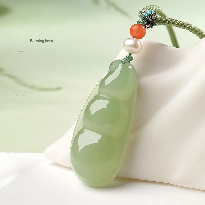 YINXIANGMOU Hetian Jade Necklaces Pale Greenish White Jade Unisex-4
