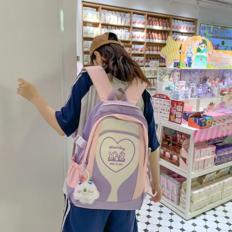 URBAN FOREST Nylon Backpack Unisex Purple/Pink/Black/Blue/Green-2