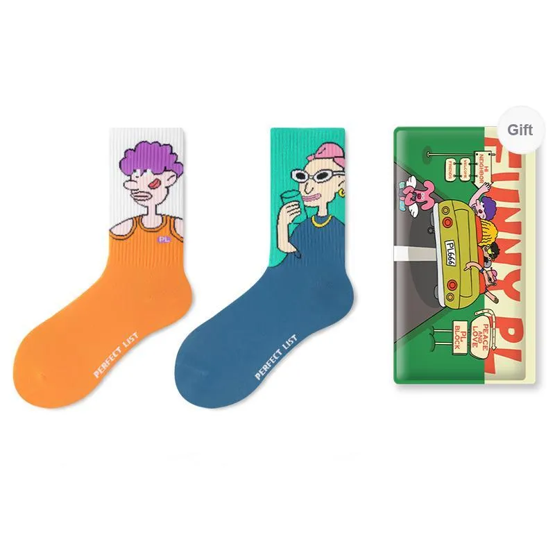 PL Mid Calf Socks Unisex Shopping Bag 2 Pack Mixed Color-20