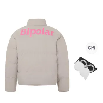 BIPOLAR Winter Puffer Jacket Unisex Light Gray Black Jasper Light Blue White