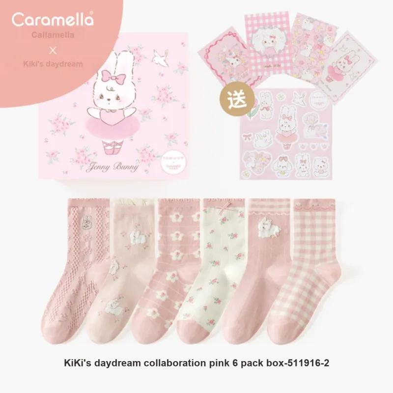 Caramella x Kiki Mid Calf Socks Women's Box 6 Pack-3