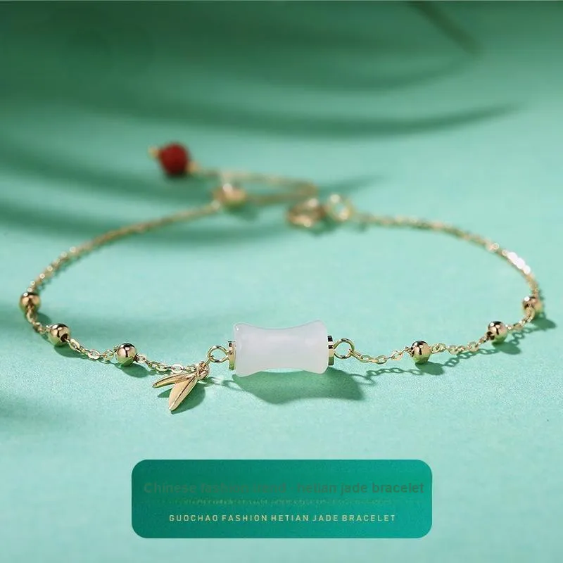 Mu Yao Hetian Jade Bracelets Pale Greenish White Jade Unisex-2