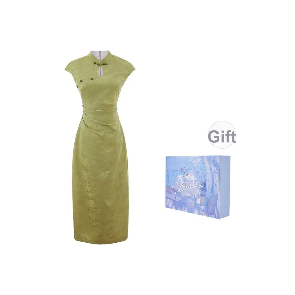 Blovelan Чонсам Женский Китайский стиль Зеленый