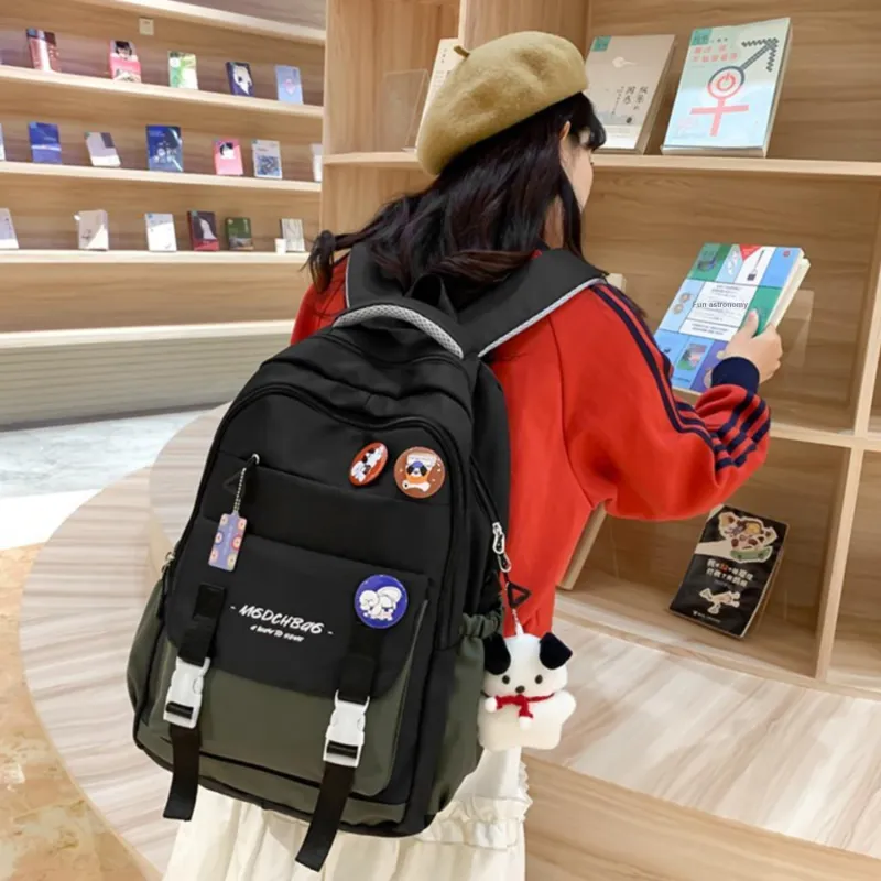 TAKI Nylon Backpack Regular Unisex Pink/Black/Blue-1