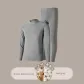 Dark Gray Down Silk Thermal Underwear Mock Neck Clothing Sets