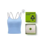 [with Pads]V-Neck Camisole-Light Blue Gray+Moon White