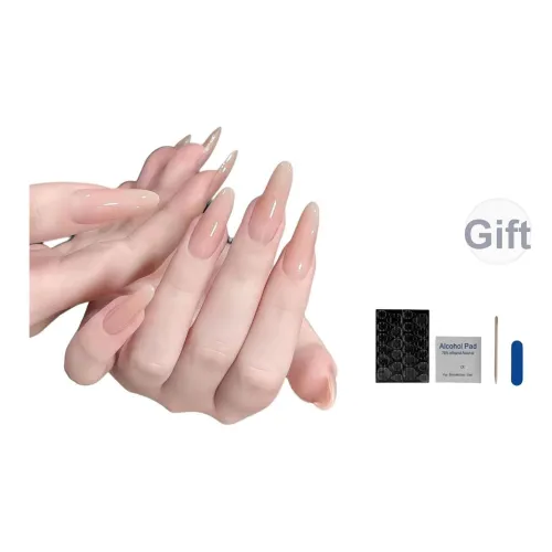 OUYUJI Ручной работы Готовый товар Съемный False Nail Миндаль Длинный Заостренный Кожа Смужка Стиль Instagram