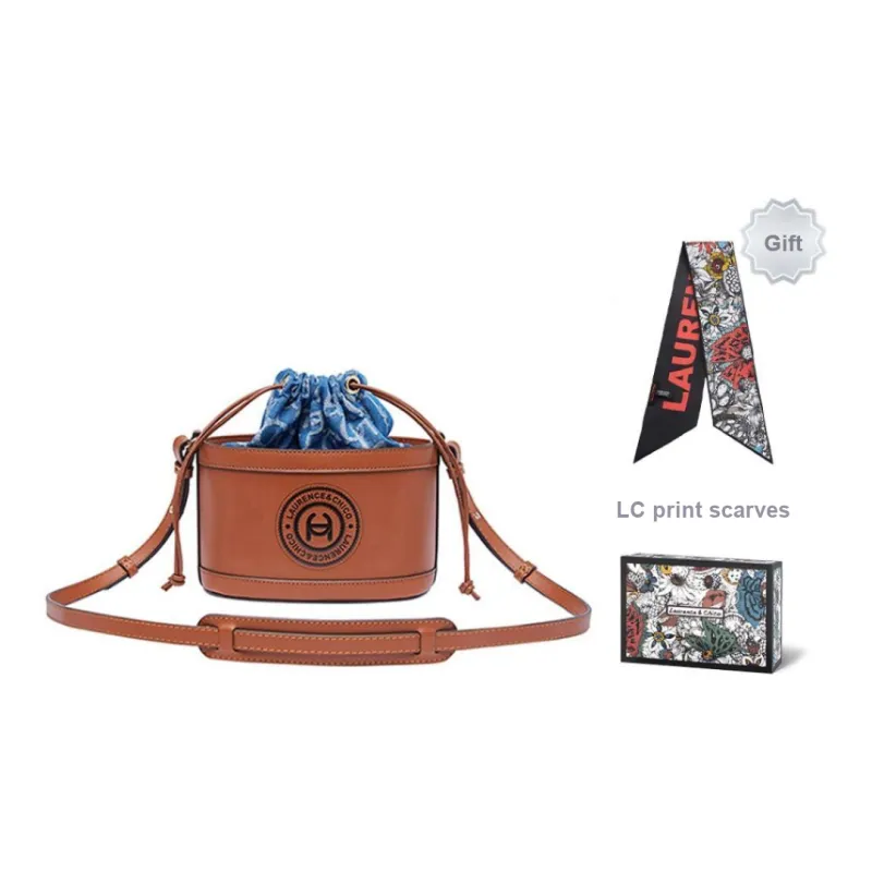 Laurence & Chico Cotton Bucket Bag Crossbody Bag Medium Size Women's Light Blue/navy-0