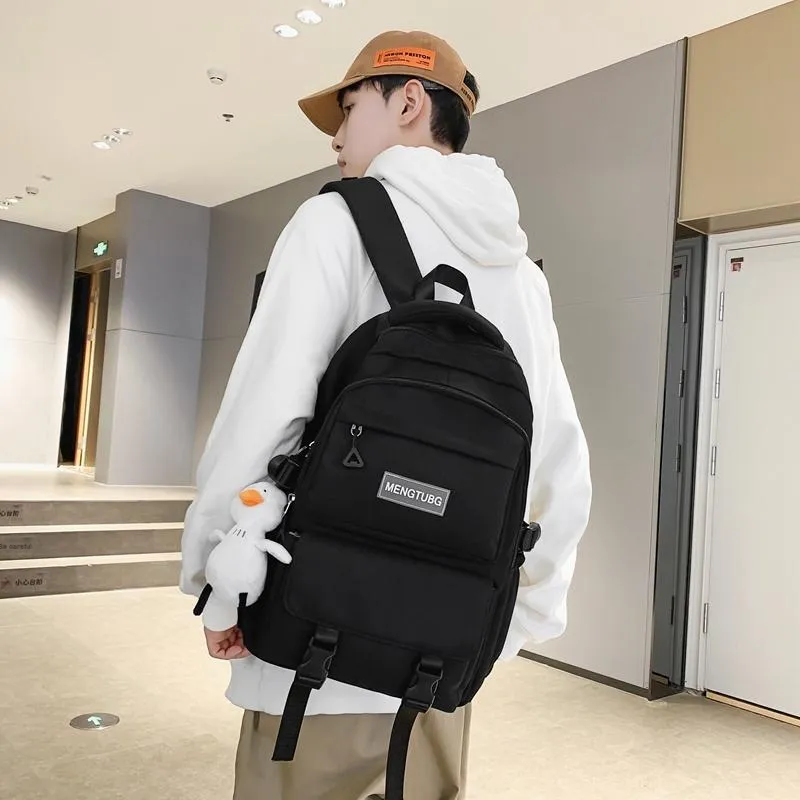 Travel Nylon Backpack Unisex Black/White/Purple/Gray-3