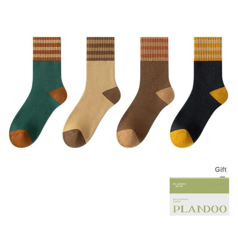 PLANDOO Mid Calf Socks Unisex Box 4 Pack-4
