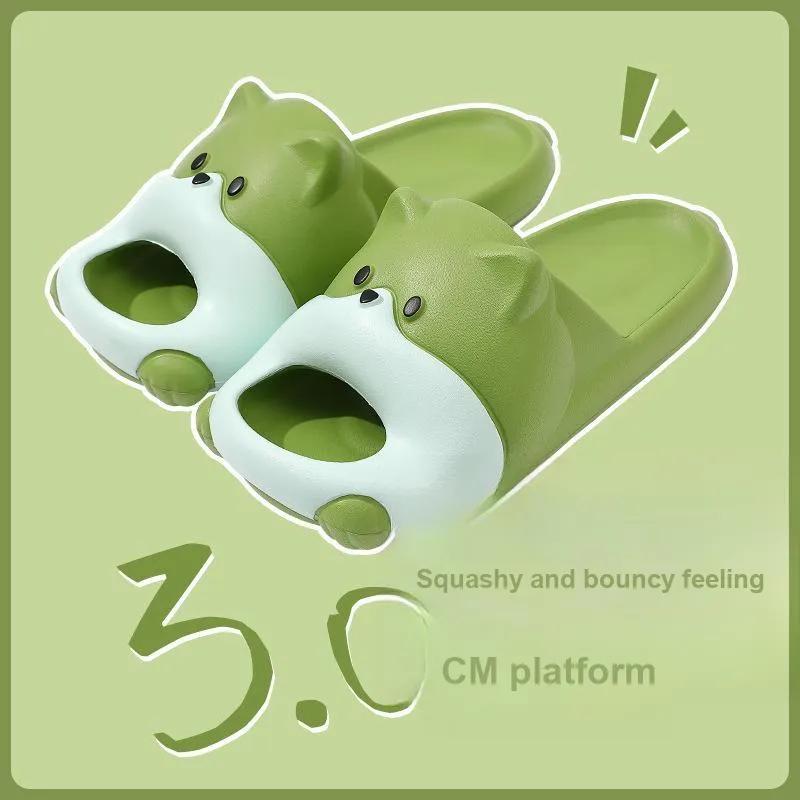 Lighthearted Cute Puppy Slippers Summer Slip Resistant Platform Squashy And Bouncy Feeling Eva Slippers-2