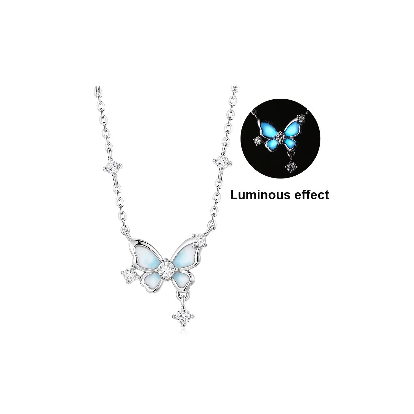 KADER 925 Sterling Silver Necklaces Women's Blue