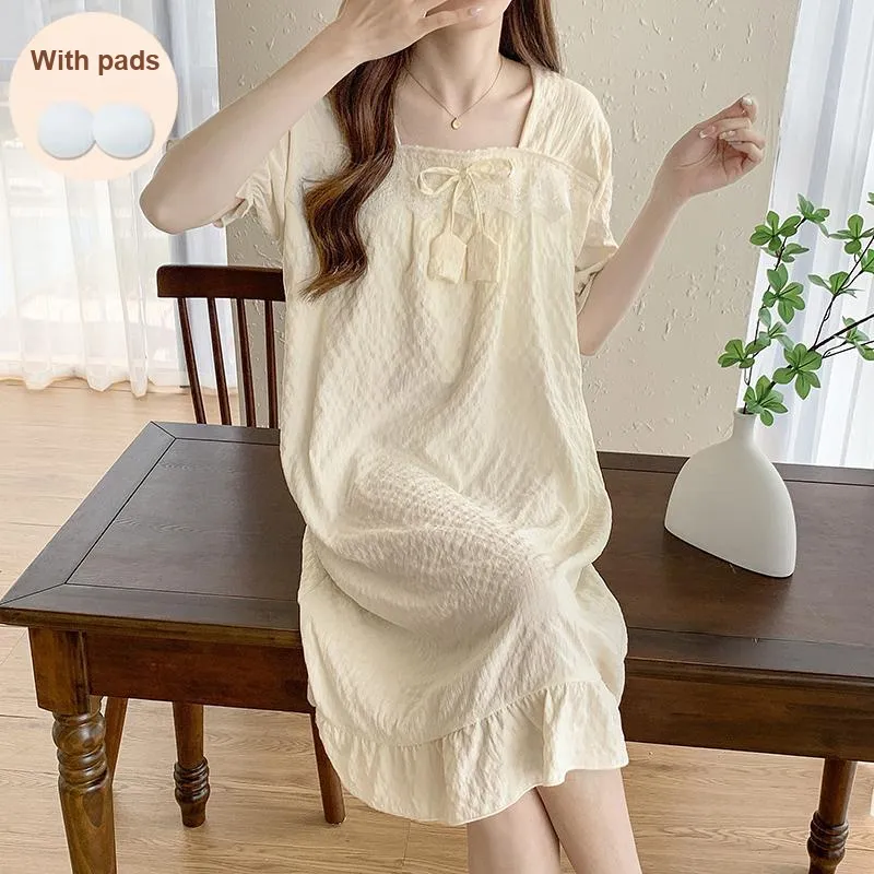 CAIHENGTONG Nightgown Women's Apricot-1