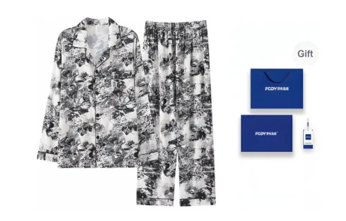 Floating Light Islands Pajama Set Men's Gift Box Set Black