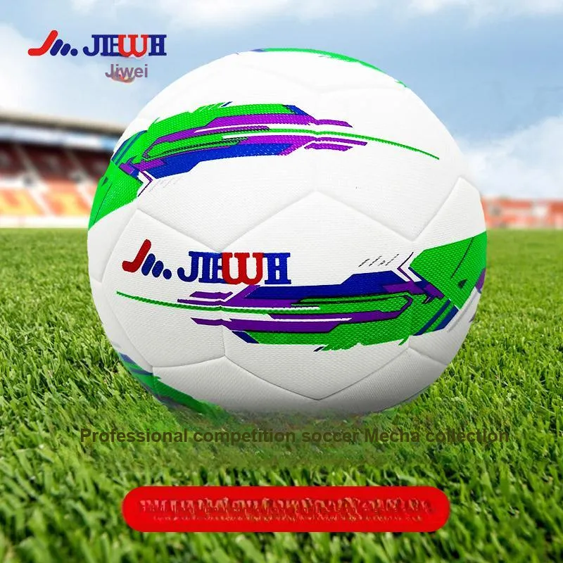 Jiewei Size 5 Soccer PU Seamless Thermal bonding Unisex Mecha Green-13