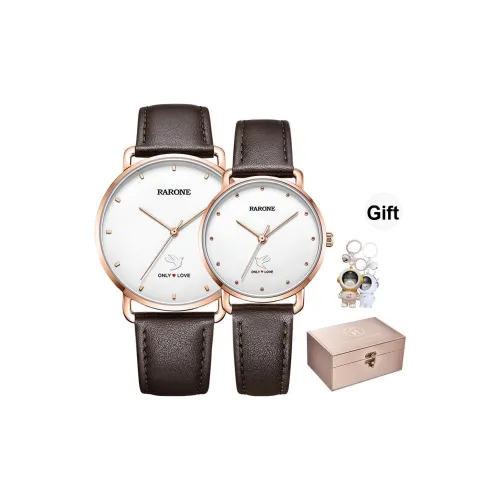 RARONE Only Love Collection Несовпадающие Панель To Панель Кварцевый механизм Натуральная кожа Ремешок Часы Унисекс Белый циферблат