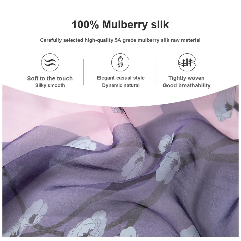 H YXIANG Silk Scarves Women's-17