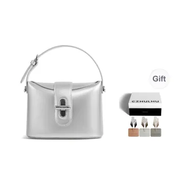 Cthulhu Cow Leather Capsule Lock Bag Crossbody Bags Handbags Small Size Women's Brown/Black/Beige Gray White