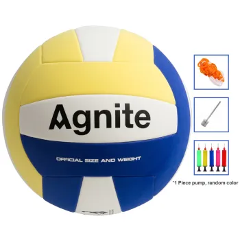 Deli EVA Laminated Material Size 5 Volleyball Comes With Pump And Foam Training Ball Unisex Blue Yellow White