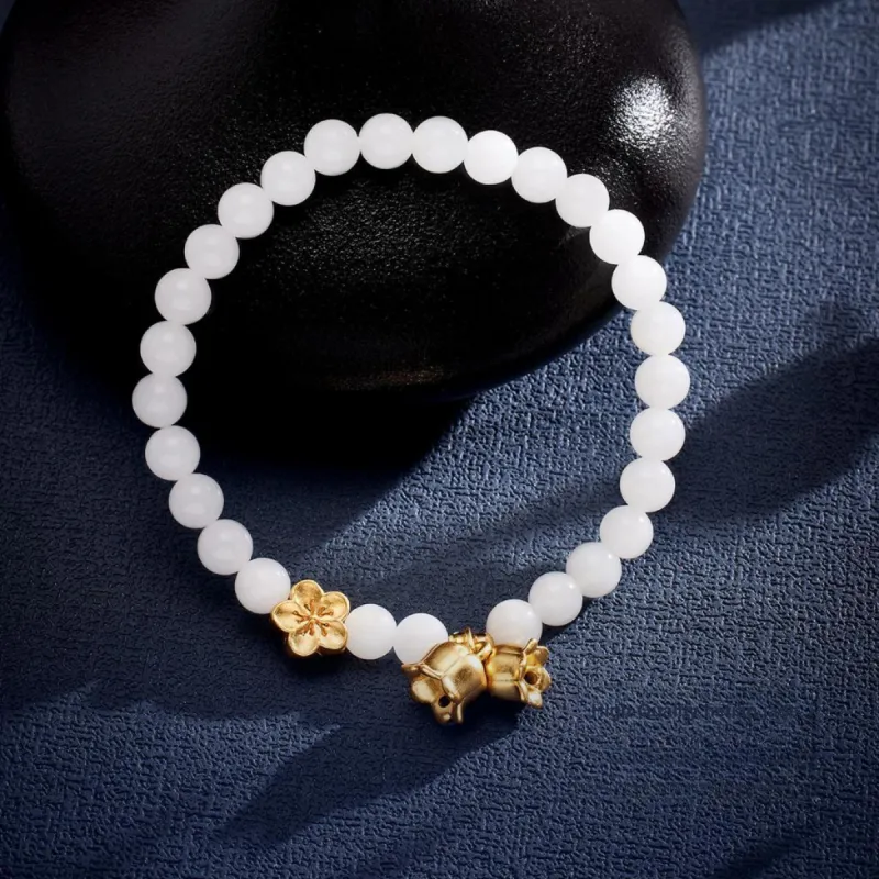MUGONGZI Hetian Jade Bracelets Pale Greenish White Jade Women's-3