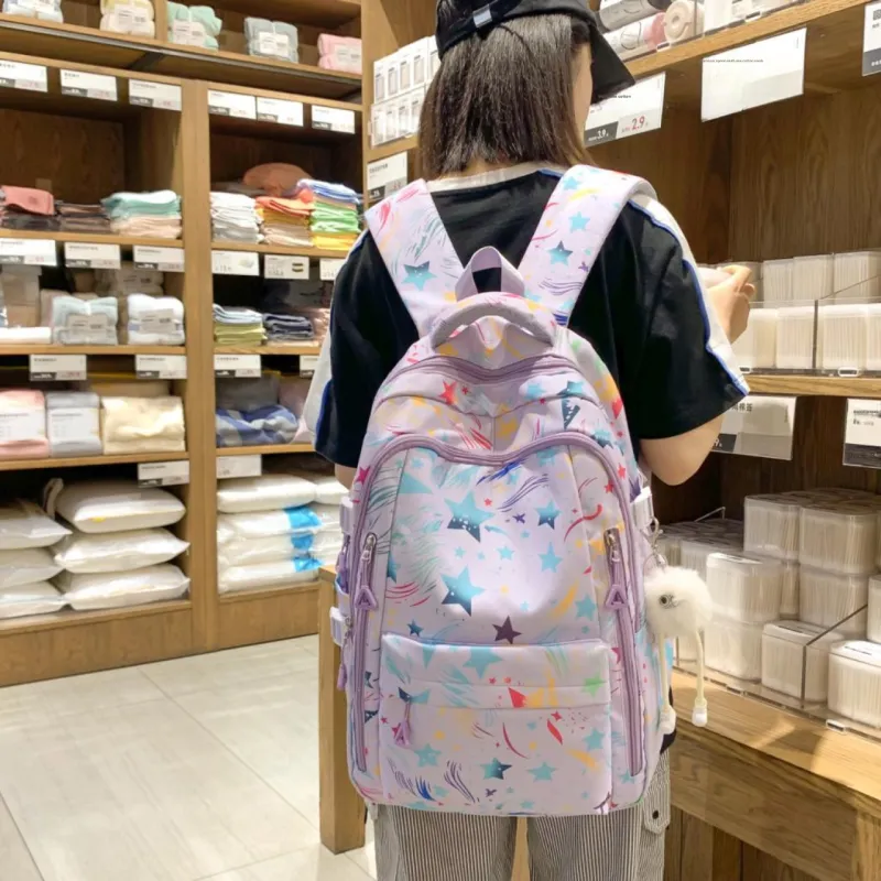 URBAN FOREST Nylon Backpack Women's Black/White/Purple/Pink-9