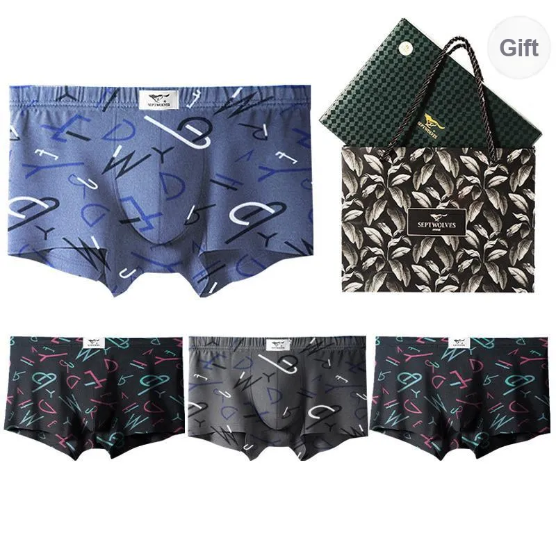 SEPTWOLVES Underpants Men's 4 Pack Gift Box Set+Shopping Bag-22